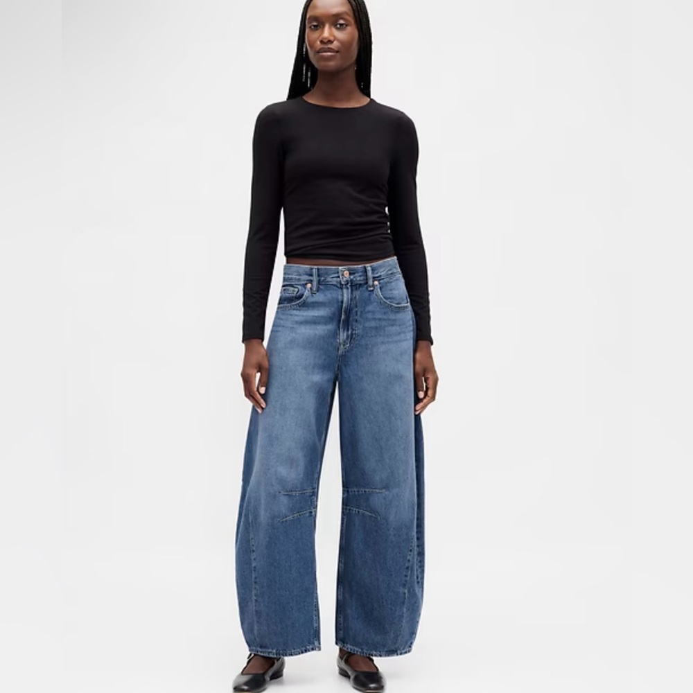 GAP Women's Horseshoe High Rise Wide-Leg Blue Jeans